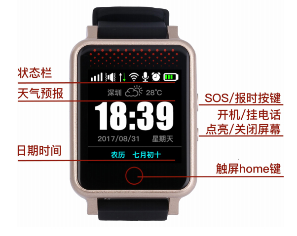GPS老人電話手表界面介紹
